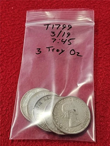 $5 Face Value Canada CIRC. MIXED Q.E II Silver Dollars 3 Troy Ounces      #T1799