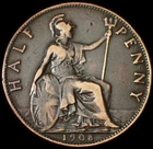 Photo of a 1908 Edward VII Half Penny from an eBay sale