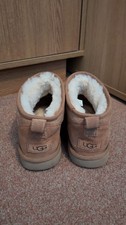 UGG Ultra Mini Boots Womens UK 5 Chestnut Suede Sheepskin Slip On