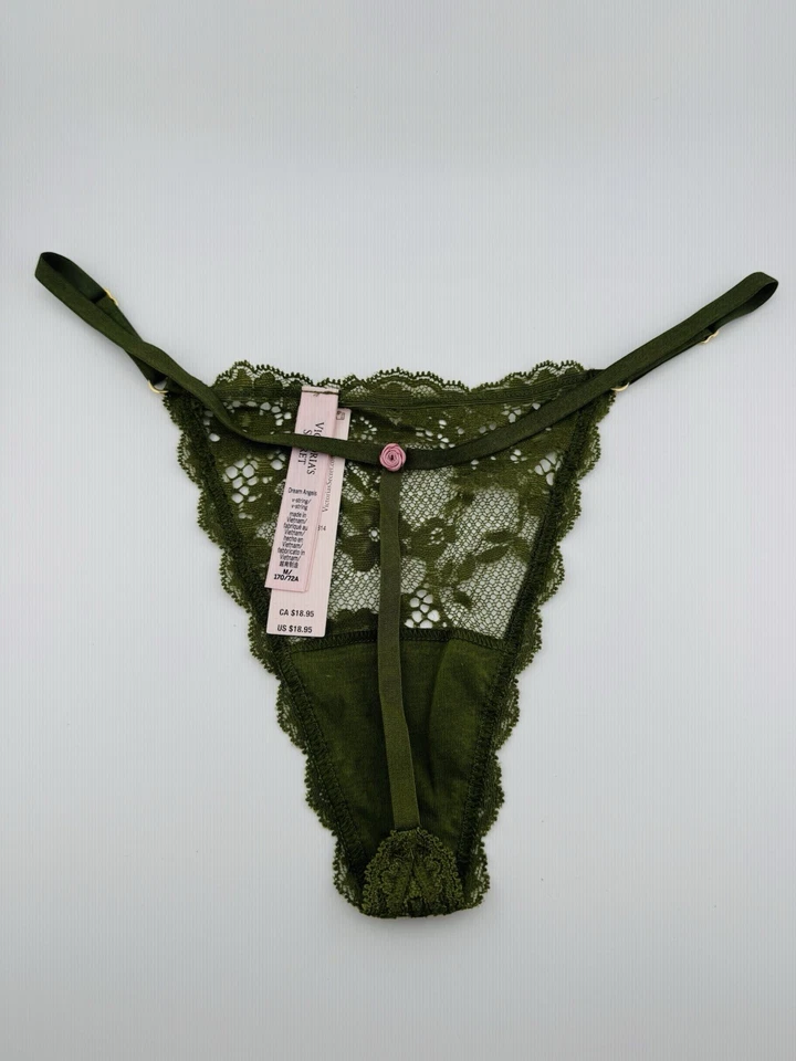 Victoria's Secret Dream Angels Adjustable Crotchless V-String Lace Thong M - Image 2 of 4
