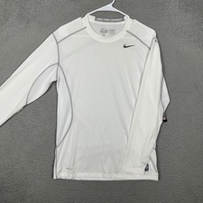NW Nike Pro Combat Shirt Mens Medium Dri-FIT White Fitted Long Sleeve Training