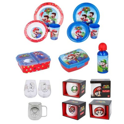 Stor Super Mario Becher Gläser Kindergeschirr Set Brotdosen Trinkflasche Tassen