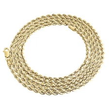 Real 10K Yellow Gold Solid Rope Chain 2.50mm Twist Necklace Unisex 16-30 Inches