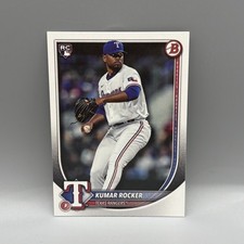 KUMAR ROCKER 2025 BOWMAN ROOKIE CARD #80 RC TEXAS RANGERS BASEBALL CARD. rookie card picture