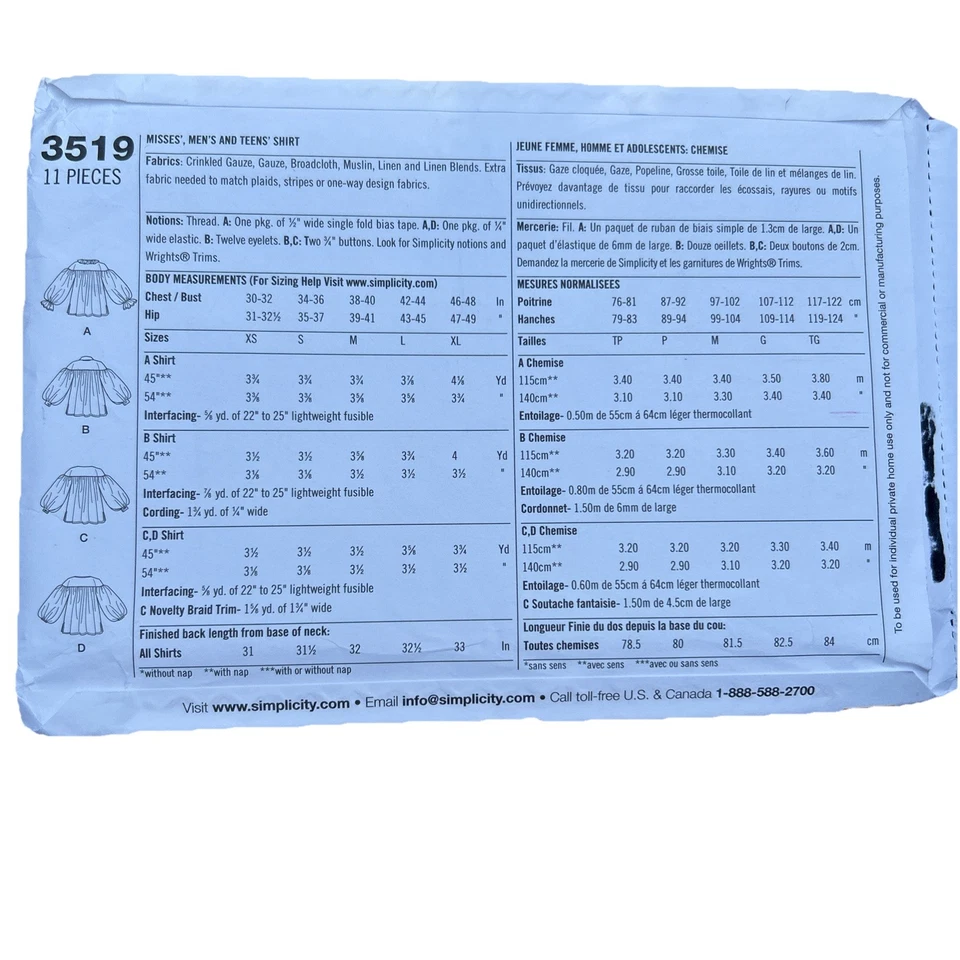 Simplicity 3519 A Tudor Renaissance Costume Pattern XS S M L XL Vintage Unisex - Image 3 of 4