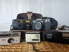 Vintage Camera Lot And Vintage Leather Camera Case