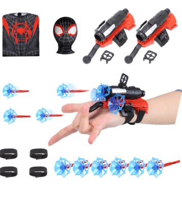 Skirfy Holloween Spider Cosplay Costume & Web Shooters Toy Kids Small NIB