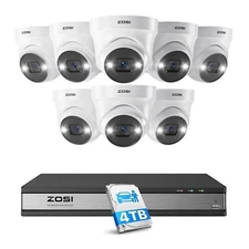 ZOSI 16CH NVR 4K 8MP PoE Security System AI Detect PoE 8X Wired Cameras Outdoor 