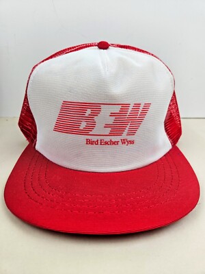 Vintage USA MADE BEW Bird Escher Wyss Industrial Trucker Hat Snapback Cap