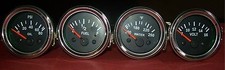 2 52mm Electrical Oil Pressure  Temperature  Volt Fuel Gauge - Black Chrome