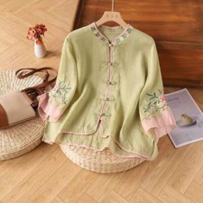 Dama Bordado Prendas para el torso Camisas Blusa China Floral Retro Étnica Informal Suave Acogedora