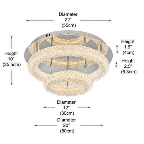Elegant Lighting Bowen 22" 2-Light Metal Adjustable LED Flush Mount in Chrome - Picture 10 of 10