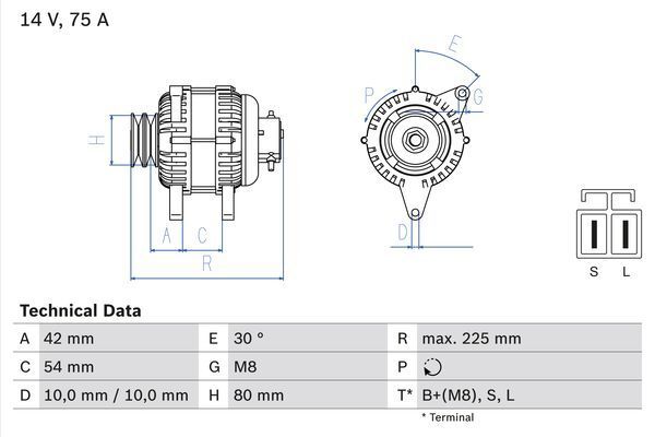 BOSCH 0 986 042 291 Alternator Fits Mitsubishi Challenger / Shogun Sport 2.5 TD