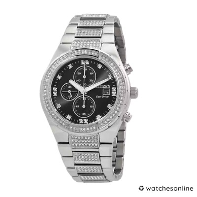 Citizen Crystal Chronograph Eco-Drive Black Dial Men's Watch CA0750-53E