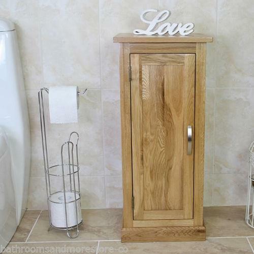 Oak Bathroom Furniture Small Vanity Cabinet | Cupboard with Shelving Storage