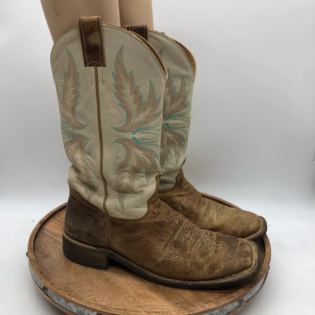 Justin Bent Rail Boots BRL336 Uvalde Tan Brown Western Womens 11 B Square Toe