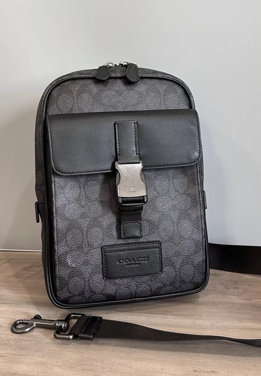 COACH CX880 Men's Track Pack Signature Canvas & Leather COACH CX880 Men's Track Pack Signature Canvas & Leather