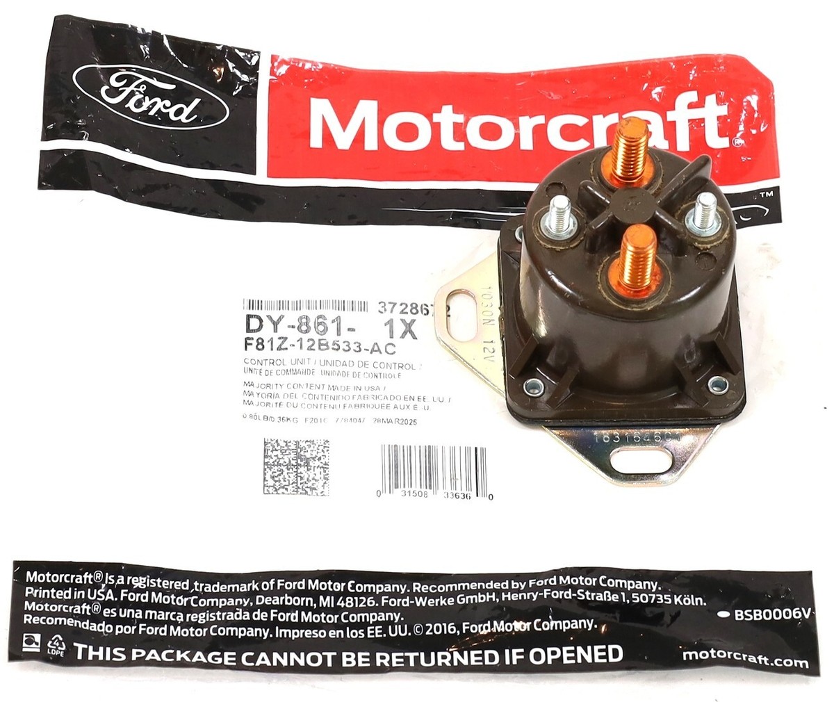 Motorcraft DY-861 Glow Plug Relay 1994–2003 7.3L Powerstroke OEM