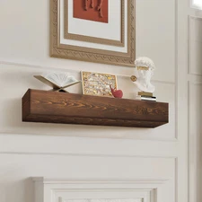 Fireplace Mantel Wood Shelf Floating Rustic Mantel Shelf 60" Natural Brown