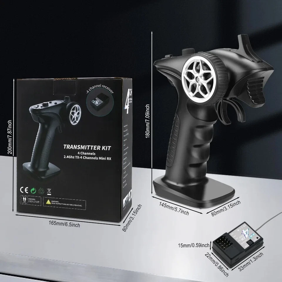 TX4 2.4GHz 4CH Radio System Transmitter Controller Remote Control w/ Receiver - Image 3 of 4