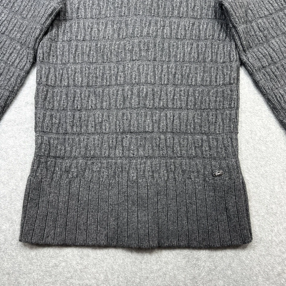 Lacoste 颈部束腰毛衣灰色羊毛羊绒混纺柔软舒适套衫 — 第 4/4 张图片