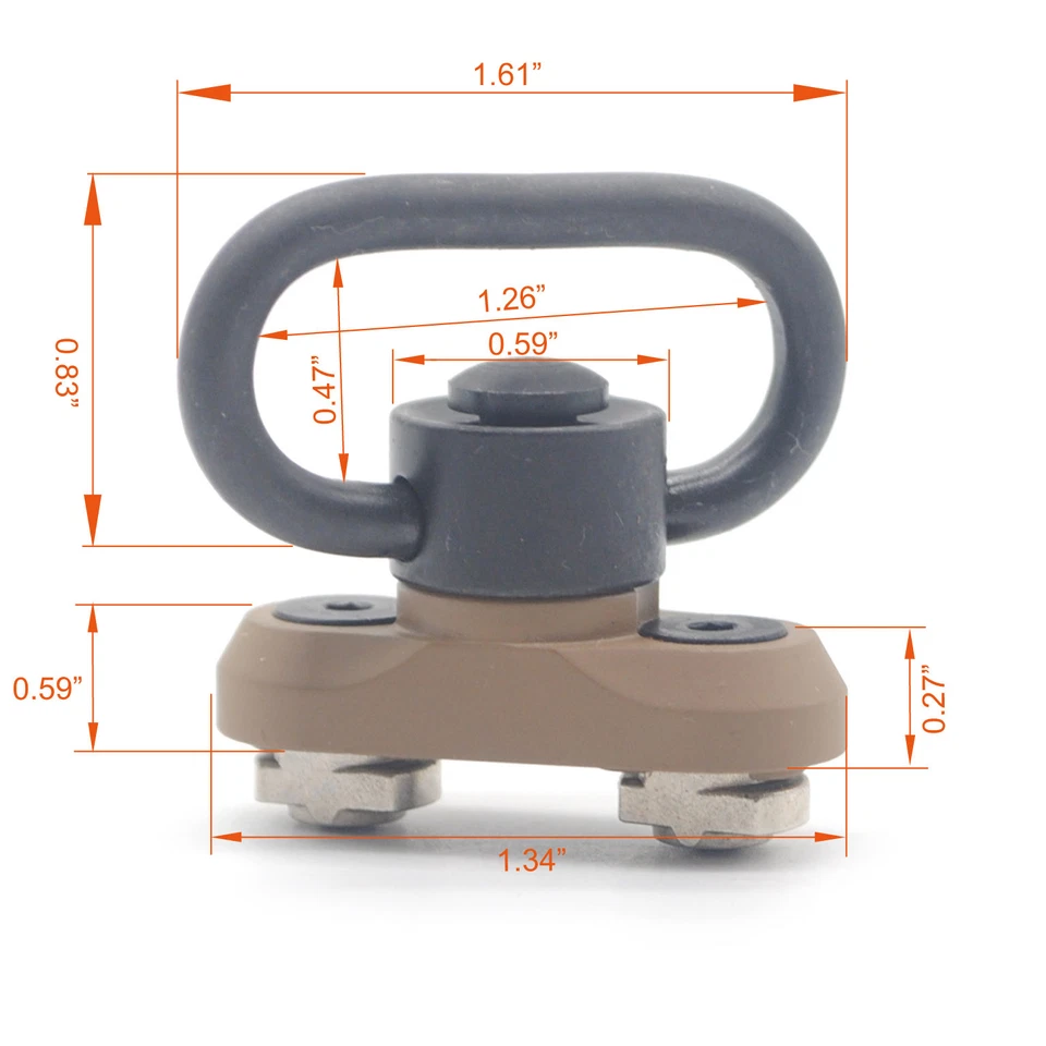 Black/Tan/Red/Blue 1.25'' QD Push Button Sling Swivel+M-lok Rail Attachment Set - Image 4 of 4