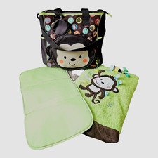 Baby Boom Diaper Bag Monkey Face Diaper Bag With Changing Pad and Blanket