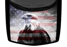 Bald Eagle Sky Grayscale American Flag Truck Hood Wrap Vinyl Car Graphic Decal