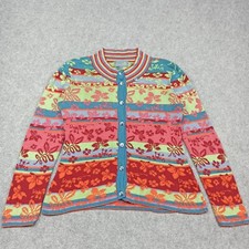 Cardigan Femme Himalaya Taille S - 36 Coton Bio Floral Vert Rouge