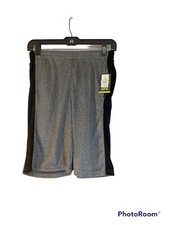 NWT Tuff Guys Boys Pull On Shorts L 12-14 Black Gray 100 Polyester w/ Pockets