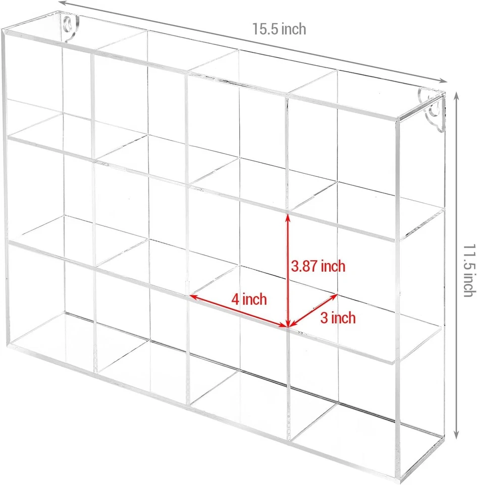 Wall Mounted Clear Acrylic Compartment Organizer Rack, Display Shadow Box Shelf - Image 4 of 4