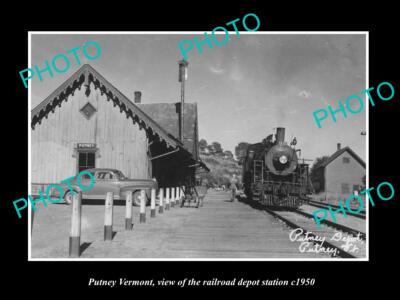 OLD 8x6 HISTORIC PHOTO OF PUTNEY VERMONT THE RAILROAD DEPOT STATION c1950