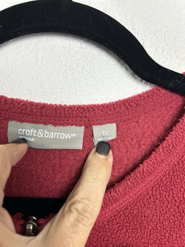 Croft & Barrow Fleece Jacket Women Size 1X Red Snowman Design Christmas Winter - Picture 6 of 10