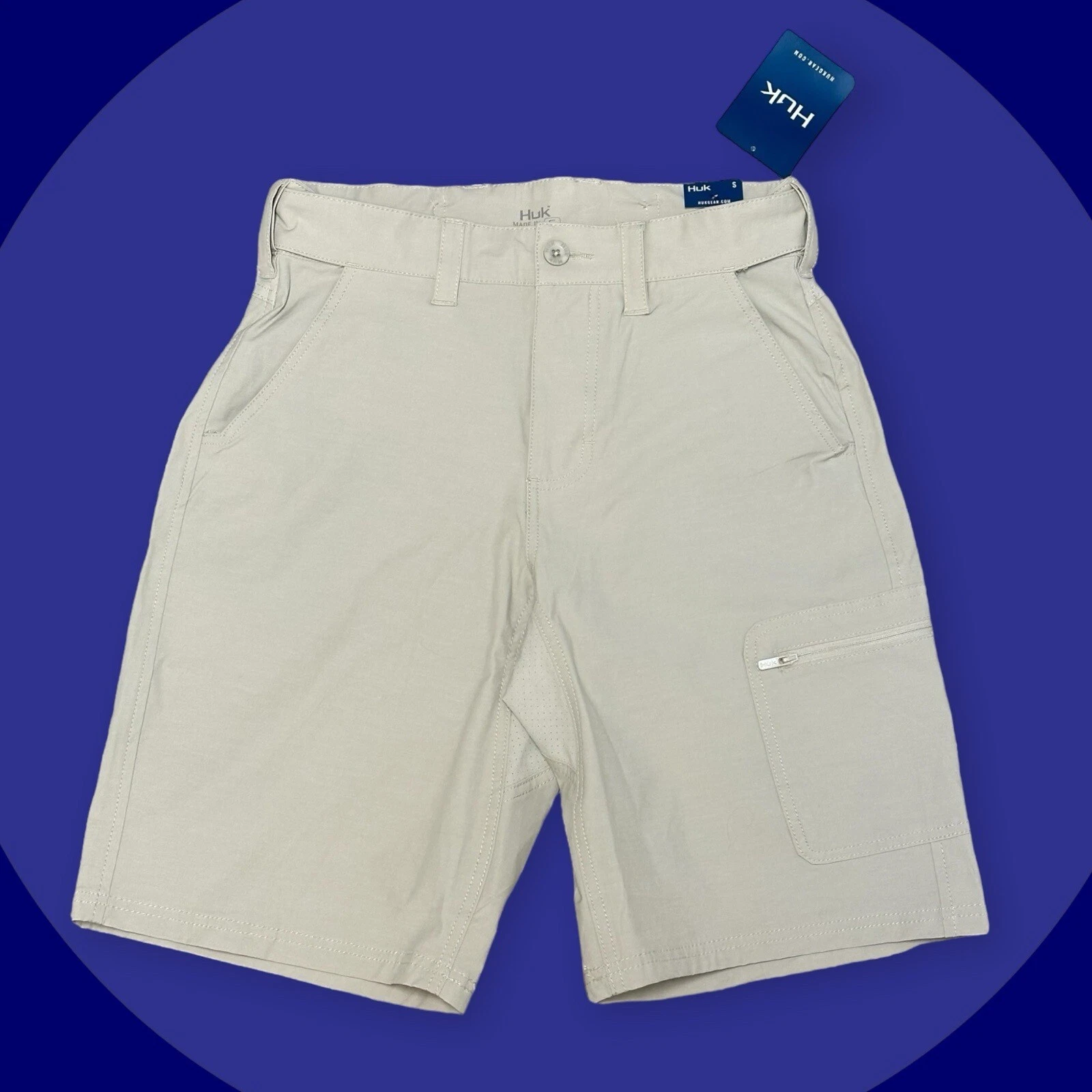 Huk NXTLVL Next Level Performance Fishing Gear Mens Sz. S 10.5" Tan Shorts - NWT