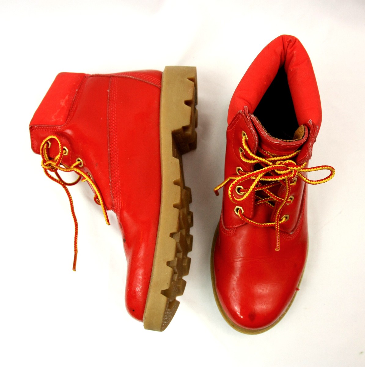 Vintage Timberland Kids Red Leather Lace Up Ankle Fashion  display picture 1