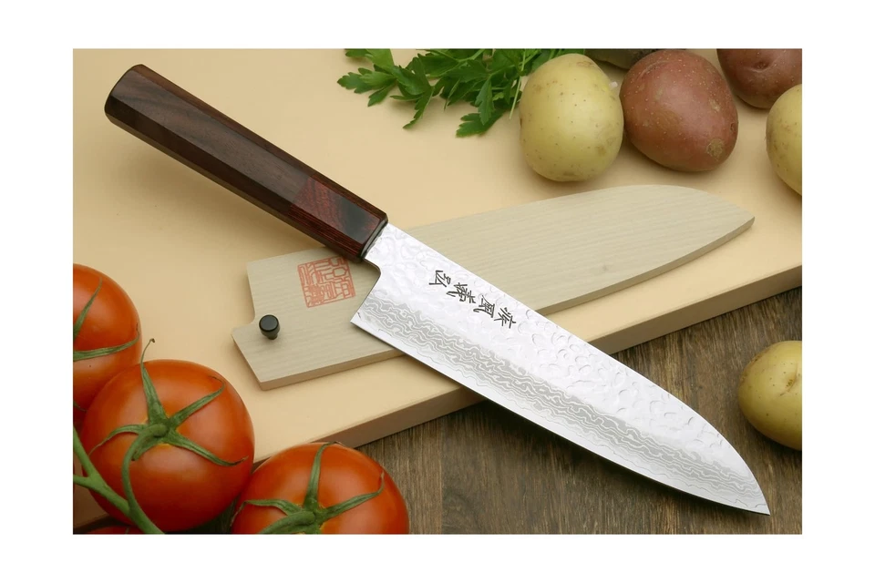 Yoshihiro VG10 46 Capas Martillado Damasco Santoku Chef Japonés Multiusos... Foto 2 de 4