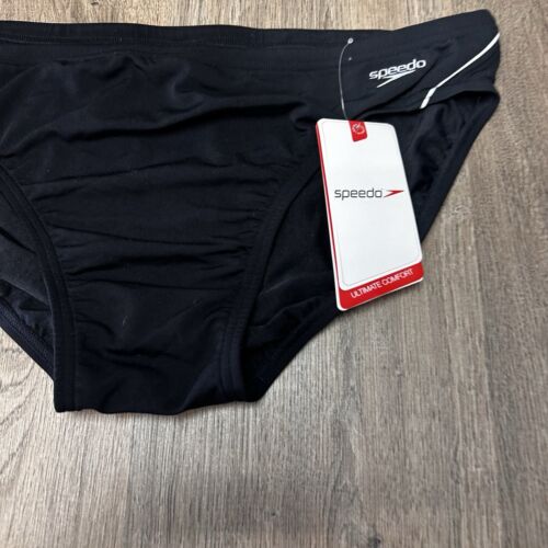 Speedo Men’s Briefs Sz 36 Black Endurance NWT White Logo DZ - Picture 2 of 6