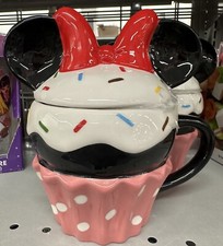 Disney MInnie Mouse Pink Cupcake Mug Cup W/ Ears Lid Zrike Brands Ceramic