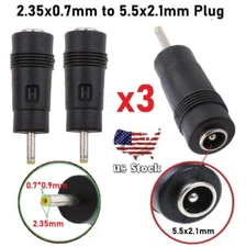 x3 Copper DC Power Connector 5.5mmx2.1mm Female to 2.35mmx0.7/0.9mm Male Adapter