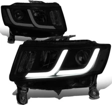 For 2014-2016 Jeep Grand Cherokee Halogen FULL BLACK DUAL LED DRL Headlights