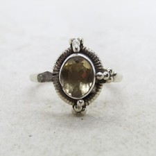 Sterling Silver 925 Yellow Quartz Ring Size 7.25 K5655