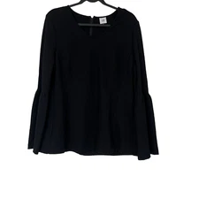 CAbi Blouse Women Large Black It's A Party Top  #3500 Blee Sleeve