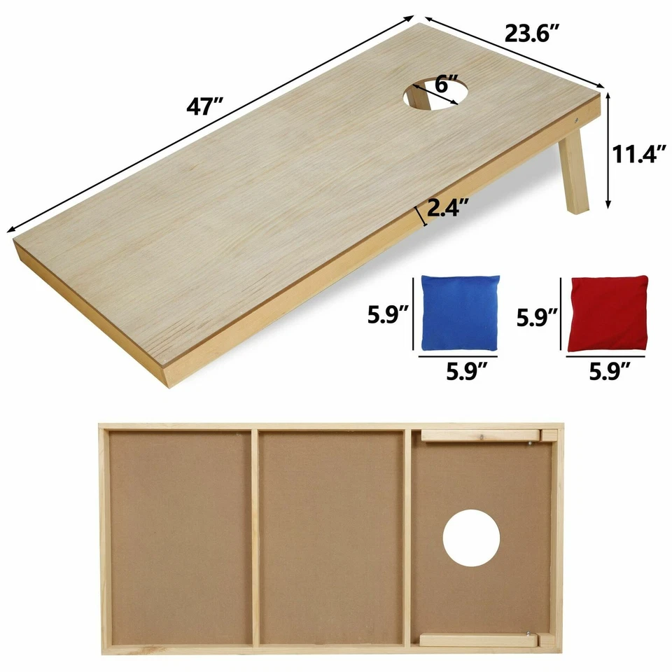 4 x 2FT Wooden Cornhole Bean Bag Toss Game Backyard Set Lawn Regulation W/Bag - Image 3 of 4