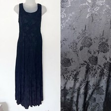 VTG 90s CDC Black Sleeveless Dress Sz 8 Dark Romantic Whimsigoth Floral Witchy