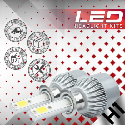2x H1 12V CREE LED Headlight High Beam Low Beam Light SMD Bulbs Vehicle Lamp