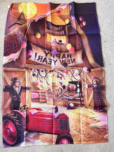 Willabee & Ward Happy New Year Barn Dance Country Tractor Garden Flag 28" x 40" - Picture 4 of 4