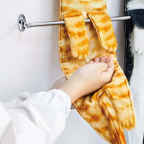 Funny Cat Hand Towels Kitchen Bathroom Hand Towel With Hanging Loops Soft Absorb - Picture 3 of 6