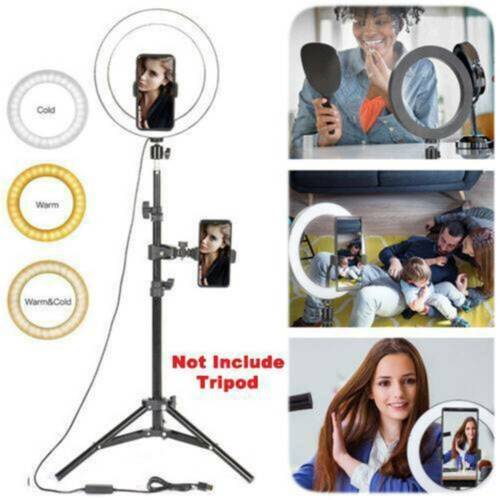 LED Ring Light Lamp Selfie Camera Phone Studio Tripod Stand Video Dimmable Set - Picture 1 of 12