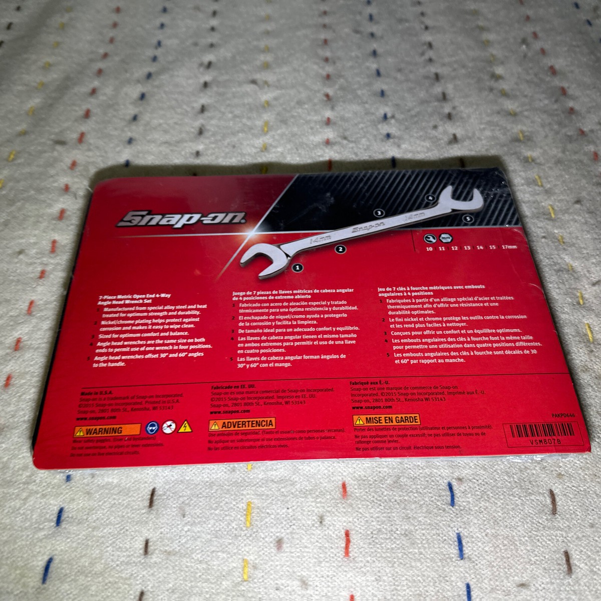 Snap-on 7pc Metric 4 Way Angle Head Open End Wrench Set Snap-on 7pc Metric 4 Way Angle Head Open End Wrench Set