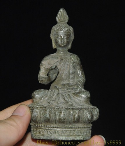 3" China Buddhism temple bronze Sakyamuni Shakyamuni Buddha statue - 第 1/6 張圖片
